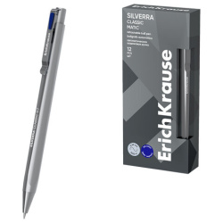 Ручка шариковая автоматическая ERICH KRAUSE Silverra Matic Classic, СИНЯЯ, линия 0,35, 63132