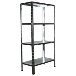 Стеллаж металл BOOMHOUSE (БУМХАУС) 1200x600x300 мм, 4 полки, нагрузка на стеллаж до 120 кг, серебристый, 291417