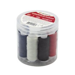 Набор швейный "Помощница", нитки 7 шт., 5 цветов, 35 ЛЛ / 100 ЛЛ, 200 м, иглы, инструменты, DEVELIA (Девелиа), 609630