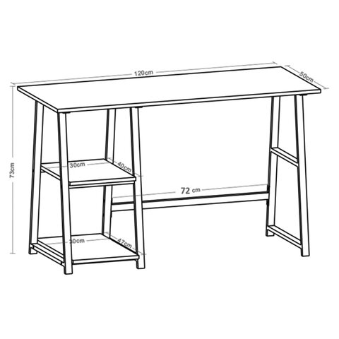 Стол на металлокаркасе BRABIX "LOFT CD-006",1200х500х730 мм,, 2 полки, цвет дуб натуральный, 641226