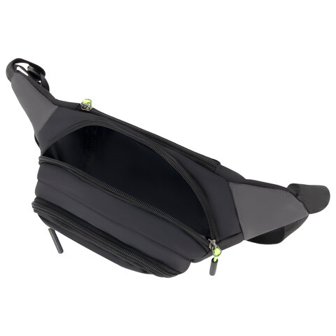 Сумка на пояс HEIKKI PROMPT (ХЕЙКИ), 2 отделения, регулируемый ремень, карман-антивор, черная, 37х14х5 см, 273928