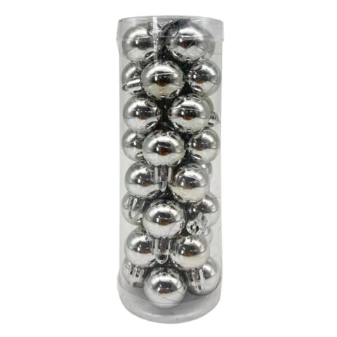 Шары ёлочные 32 шт, 2,5 см, "Tender Shine", пластик, серебристые, глянец, ЗОЛОТАЯ СКАЗКА, 592501