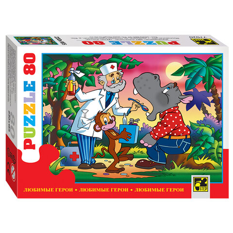 Пазл картонный 80 элементов, "Любимые герои", АССОРТИ, поле 23х16,5 см, STEP PUZZLE