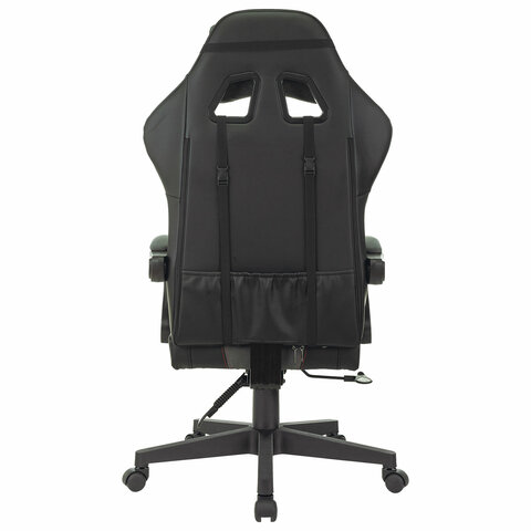 Кресло компьютерное BRABIX "Striker GM-121", синхромеханизм, 2 подушки, экокожа/велюр, черное/серое, 532961