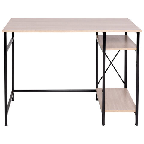 Стол BRABIX "SMART CD-018", 1100х600х765 мм, ЛОФТ, 2 полки, металл/ЛДСП ясень шимо светлый, каркас черный, 641945