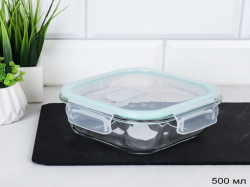 Контейнер квадратный крышка с клапаном 500 мл стекло / BXW-500ZF /уп 36/