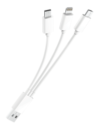 Кабель USB 2.0 - 3-в-1, microUSB/lightning/typeC, 0.2м, 2.1A, OLMIO