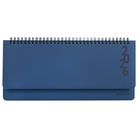 Планинг датированный 2026 305х140 мм BRAUBERG "Up", под кожу, синий, 117235