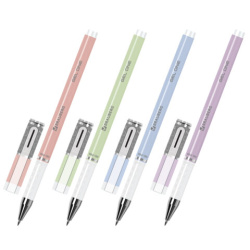 Ручка гелевая BRAUBERG "GEL ONE PASTEL", ЧЕРНАЯ, корпус ассорти, узел 0,5 мм, линия 0,35 мм, 144039