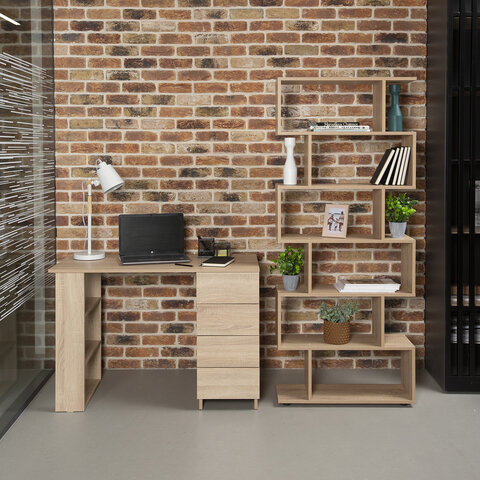 Стол письменный/компьютерный BRABIX "Scandi CD-016", 1100х500х750 мм, 4 ящика, дуб сонома, 641892, ЦБ013707-2