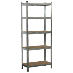 Стеллаж металлический BOOMHOUSE (БУМХАУС) безболтовой, 1800x750x350 мм, 5 полок МДФ, серебристый, 291411