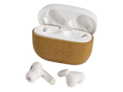 Наушники беспроводные TWS «Socorro» из пробки и переработанного пластика, Цвет белый