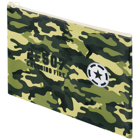 Папка для тетрадей ПИФАГОР А4, 1 отделение, ПВХ, на молнии, ассорти "Camouflage", 32x23 см, 273830