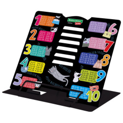 Подставка для книг BRAUBERG KIDS mini, "Cats" с таблицей умножения, регулируемый угол наклона, металлическая, 238966