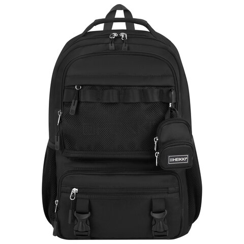 Рюкзак HEIKKI FUSION (ХЕЙКИ) универсальный, отделение для ноутбука, с КОШЕЛЬКОМ, черный, 44х31х14 см, 273864