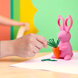 Ножницы и магнит со скрепками Bunny, розовые