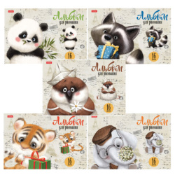 Альбом для рисования А4 16 л., скоба, обложка картон, HATBER, 205х290 мм, "Зоозаврики", 079713, 16А4В