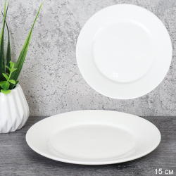 Тарелка 15 см десертная,пирожковая / DX0082-6 /уп 100/ утолщенный край белое