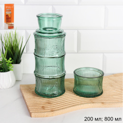 Графин 800 мл с крышкой стаканом 200 мл в подарочной коробке / CTY-22 /уп 28/ зеленый