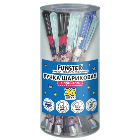 Ручка шариковая с принтом FUNSTER STICK "ANIME", СИНЯЯ, SOFT TOUCH покрытие, узел 0,7 мм, линия 0,35 мм, 144392