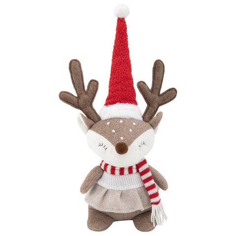 Украшение новогоднее интерьерное 40 см "Веселый оленёнок", полиэстер, ЗОЛОТАЯ СКАЗКА, 592508