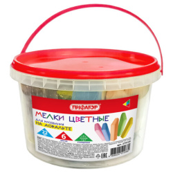 Мел в ведерке для рисования на асфальте 22 штуки, ПИФАГОР, цветной квадратный утолщенный, 274125