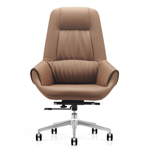 Кресло HAWASAN PREMIUM EX-810, алюминий, экокожа, коричневое, 533236