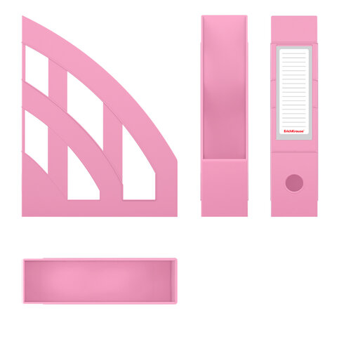Лоток вертикальный для бумаг ERICH KRAUSE "Office-Pastel" (245х75х320 мм), розовый, 55578