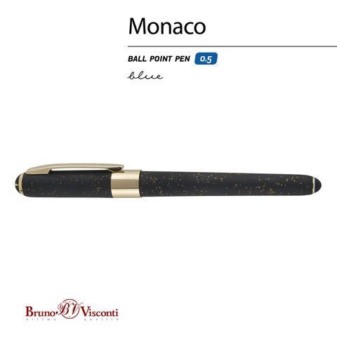 Ручка шариковая BRUNO VISCONTI MONACO SPACE, СИНЯЯ, черный корпус с глиттером, линия 0,4 мм, 20-0125/52
