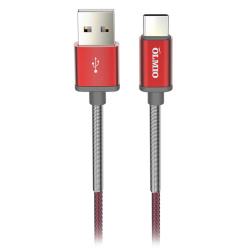 Кабель HD, USB 2.0 - USB Type-C, 1.2м, 2.1A, красный, OLMIO