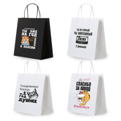 Пакет подарочный (1 штука) 26х13х32 см (L) "Funny Notes", ассорти, крафт, ЗОЛОТАЯ СКАЗКА, 700824