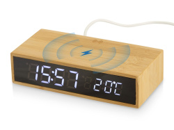 Часы настольные с беспроводной зарядкой «Index», 10 Вт, Цвет натуральный, черный