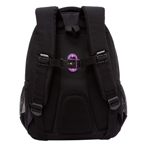 Рюкзак GRIZZLY школьный, анатомическая спинка, 3 отделения, для девочек, "GOLDEN&BLACK", 40х27х20 см, RG-561-2/1