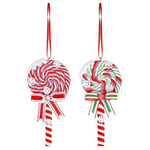 Украшение ёлочное (1 шт.) "Леденцы", 6,5х13 см, полимерная глина, ассорти 2 дизайна, ЗОЛОТАЯ СКАЗКА, 592407