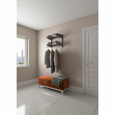 Гардеробная система BASIC G60S (в530*ш640*г350мм), 2 полки, 1 штанга, графит, S70299913415