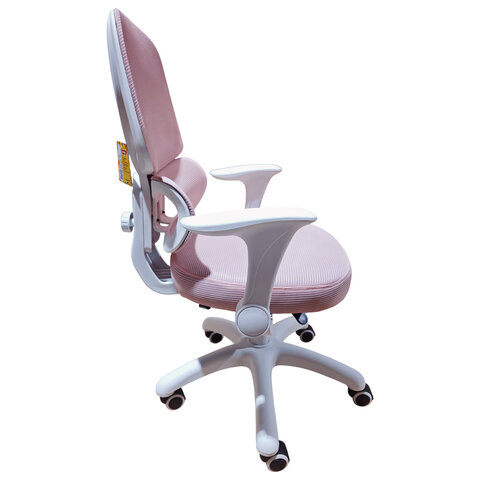 Кресло детское с поясничной поддержкой BRABIX KIDS "MG-225", сетка/ткань TW, розовое, 533316