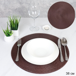 Салфетка для стола 38 см Соломка круг / L-38 beige /уп.6/300/ шоколадная