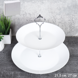 Ваза для сервировки 2-х ярусная канапе для фуршета Евро Дэй / FLMLQP85/105 (WHITE) /уп 12/749268