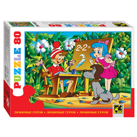 Пазл картонный 80 элементов, "Любимые герои", АССОРТИ, поле 23х16,5 см, STEP PUZZLE