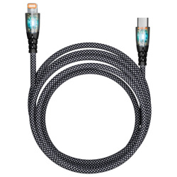 Кабель Type-C - Lightning, 1 м, 3 А, SMARTBUY, для быстрой зарядки и передачи данных, черный, PDTRANSP-BLACK