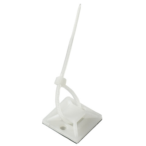 Площадка самоклеящаяся для крепления стяжки (хомута) 25х25 мм, КОМПЛЕКТ 100 штук, белая, SONNEN, 607926