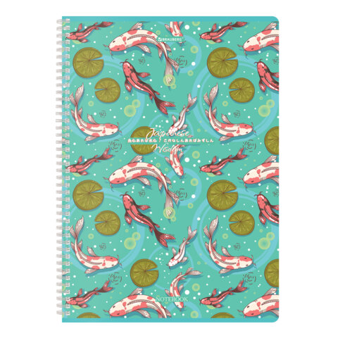 Тетради ДЭК А4 96 л. КОМПЛЕКТ 2 шт. BRAUBERG гребень, клетка, TWIN-лак, "Карпы Кои", 404882