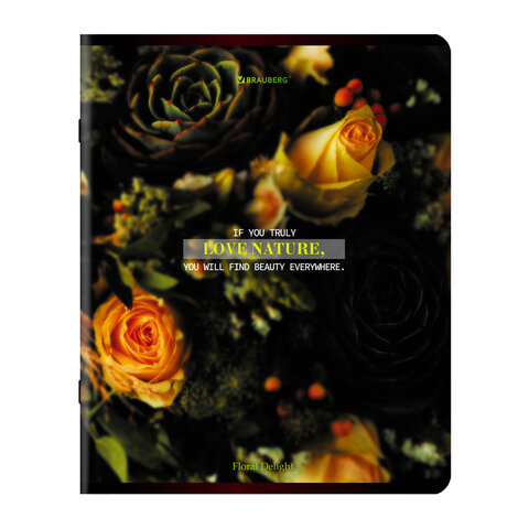 Тетради ДЭК А5 48 л. КОМПЛЕКТ 5 шт. BRAUBERG скоба, клетка, глянцевый лак, "Цветы", 404928