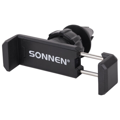 Держатель для телефона в авто на решетку вентиляции SONNEN, зажим до 85 мм, вращение 360°, 354922