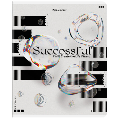 Тетради ДЭК А5 48 л. КОМПЛЕКТ 5 шт. BRAUBERG, скоба, клетка, глянцевый лак, "WHITE MAGICAL", 404945