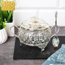 Сахарница с ложкой / 992-6-SILVER /уп 96/