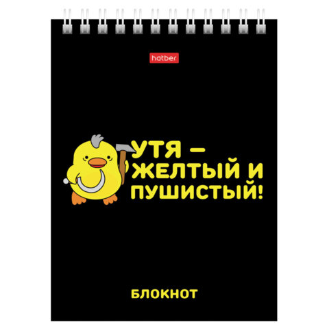 Блокнот МАЛЫЙ ФОРМАТ А6, 40 л., гребень, картон, клетка, HATBER, "УтяКря", 079618, 40Б6В1гр