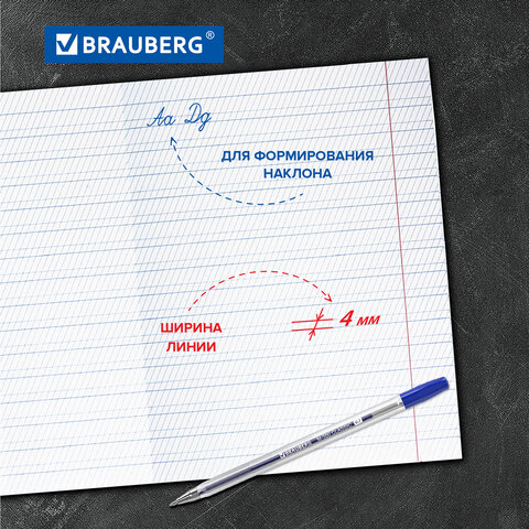 Тетради ДЭК 12 л. КОМПЛЕКТ 20 шт. BRAUBERG КЛАССИКА, частая косая линия, обложка картон, СИНЯЯ, 107075
