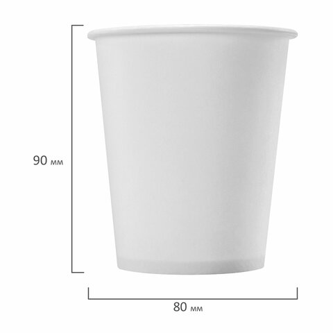 Стакан одноразовый бумажный 250/273 мл, D 80 мм, КОМПЛЕКТ 50 шт., однослойный, белый, холодное/горячее, WELDAY (ВЭЛДЭЙ), 608810