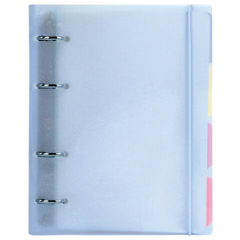 Тетрадь на кольцах А5 175х220 мм, 120 л., пластик, с резинкой и разделителями, BRAUBERG, Голубой, 404633